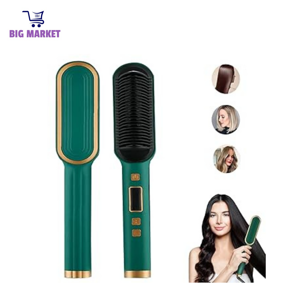 Hair Straightener Brush Curling Comb 2 In 1 Hair Hot Comb Anti-Scald Hair Straightener Brush For Girls Electric Heated Hair Styler Tool