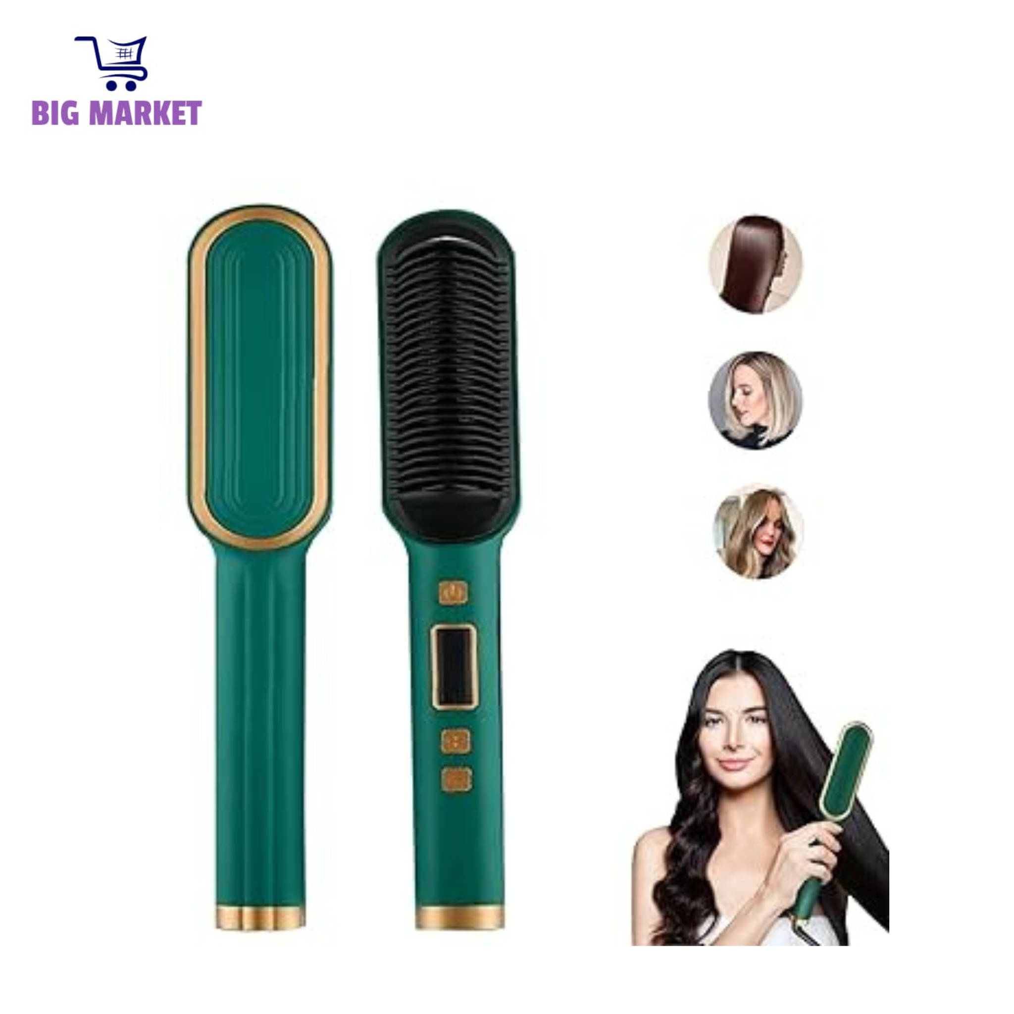 Hair Straightener Brush Curling Comb 2 In 1 Hair Hot Comb Anti-Scald Hair Straightener Brush For Girls Electric Heated Hair Styler Tool