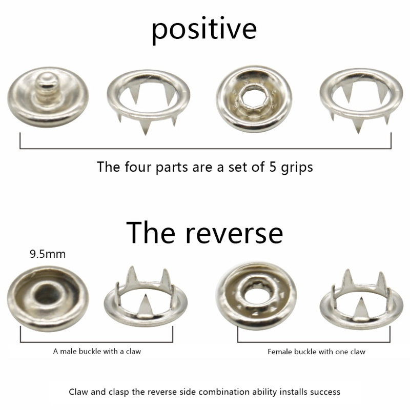 PLIERS BUTTON PRESS SNAP TOOL WITH 50pcs 9.5mm METAL BUTTON