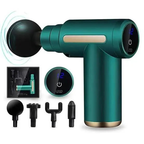 Rechargeable Massage Gun – 6 Speed with 4 Heads & LED Display