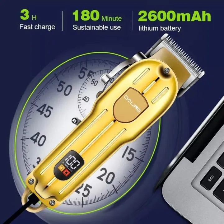 Daling DL-1538 Cordless Hair Clipper - Professional Trimmer with LED Display & 2600mAh Battery